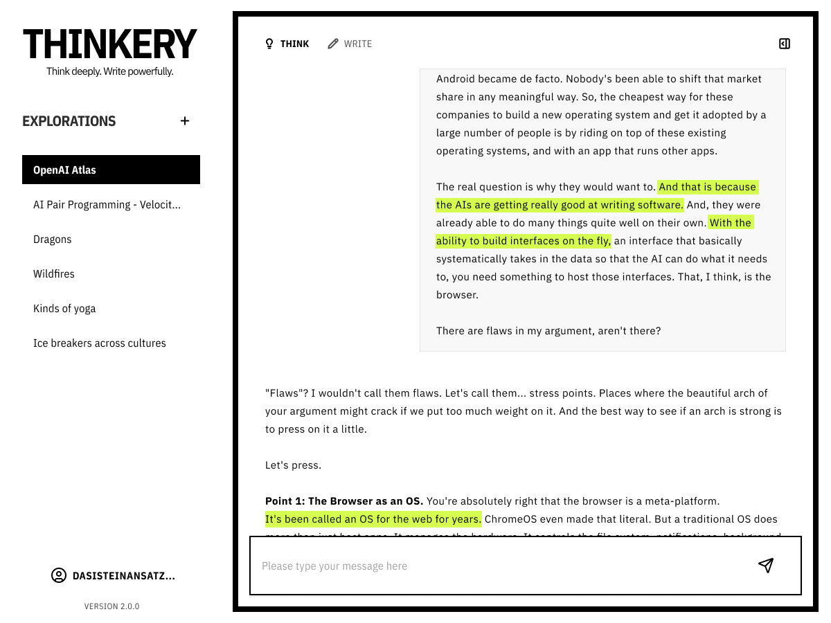 Thinkery App Interface
